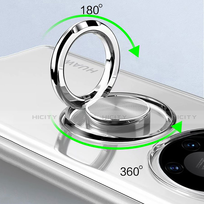Funda Silicona Ultrafina Carcasa Transparente con Magnetico Anillo de dedo Soporte S01 para Huawei Mate 40 Pro