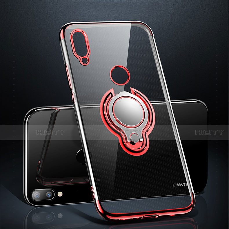 Funda Silicona Ultrafina Carcasa Transparente con Magnetico Anillo de dedo Soporte S01 para Huawei Nova 3e