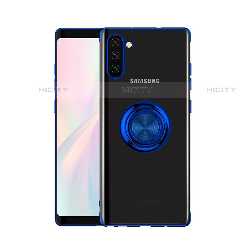 Funda Silicona Ultrafina Carcasa Transparente con Magnetico Anillo de dedo Soporte S01 para Samsung Galaxy Note 10 5G