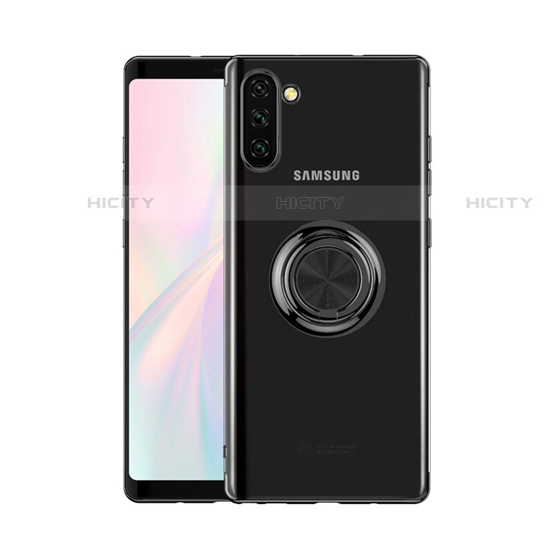 Funda Silicona Ultrafina Carcasa Transparente con Magnetico Anillo de dedo Soporte S01 para Samsung Galaxy Note 10 5G