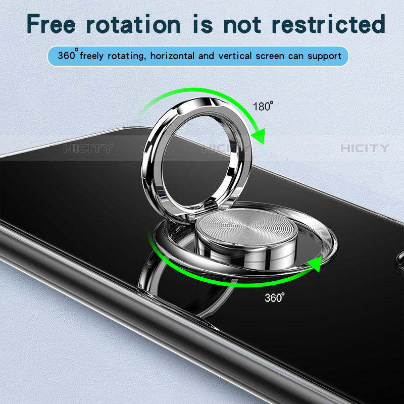 Funda Silicona Ultrafina Carcasa Transparente con Magnetico Anillo de dedo Soporte S01 para Samsung Galaxy S21 FE 5G
