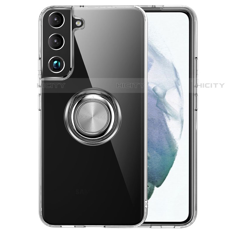 Funda Silicona Ultrafina Carcasa Transparente con Magnetico Anillo de dedo Soporte S01 para Samsung Galaxy S23 5G