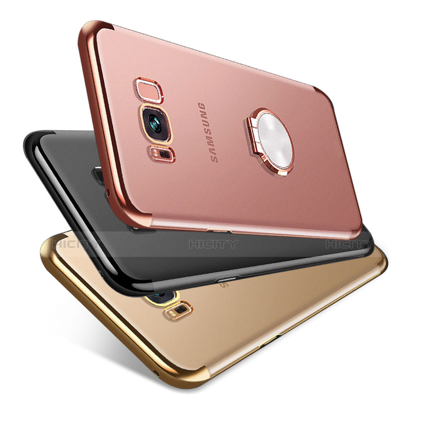 Funda Silicona Ultrafina Carcasa Transparente con Magnetico Anillo de dedo Soporte S01 para Samsung Galaxy S8