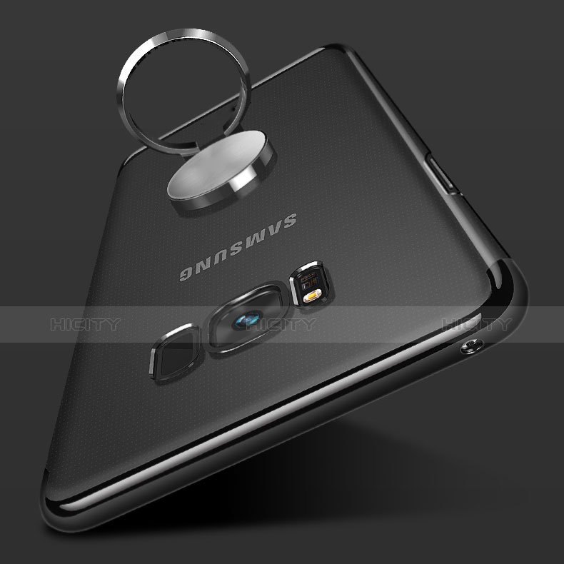 Funda Silicona Ultrafina Carcasa Transparente con Magnetico Anillo de dedo Soporte S01 para Samsung Galaxy S8