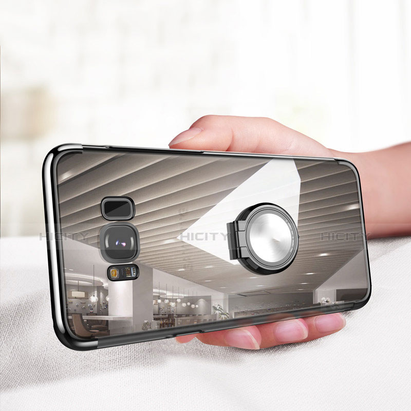 Funda Silicona Ultrafina Carcasa Transparente con Magnetico Anillo de dedo Soporte S01 para Samsung Galaxy S8 Plus