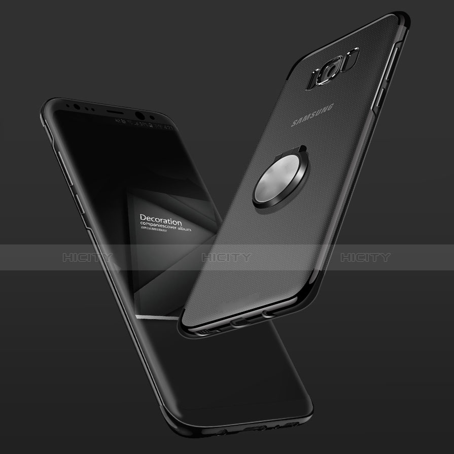 Funda Silicona Ultrafina Carcasa Transparente con Magnetico Anillo de dedo Soporte S01 para Samsung Galaxy S8 Plus