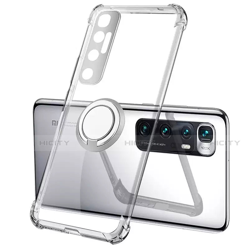 Funda Silicona Ultrafina Carcasa Transparente con Magnetico Anillo de dedo Soporte S01 para Xiaomi Mi 10 Ultra Claro