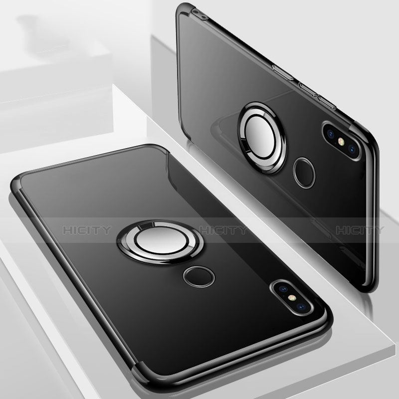 Funda Silicona Ultrafina Carcasa Transparente con Magnetico Anillo de dedo Soporte S01 para Xiaomi Mi A2 Lite