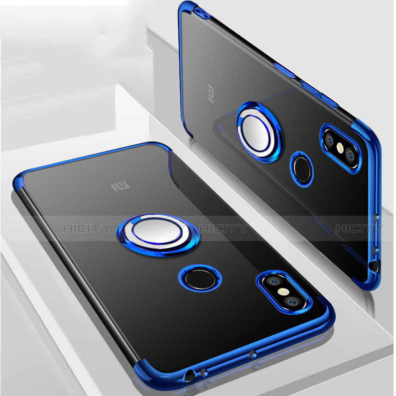 Funda Silicona Ultrafina Carcasa Transparente con Magnetico Anillo de dedo Soporte S01 para Xiaomi Mi Max 3