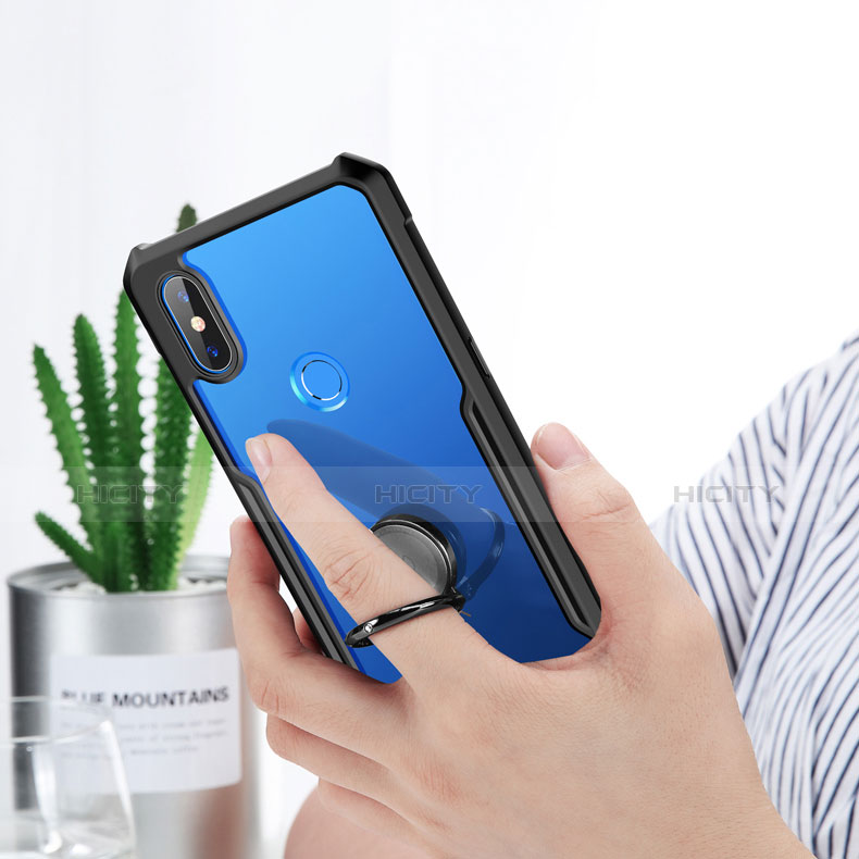 Funda Silicona Ultrafina Carcasa Transparente con Magnetico Anillo de dedo Soporte S01 para Xiaomi Mi Mix 3