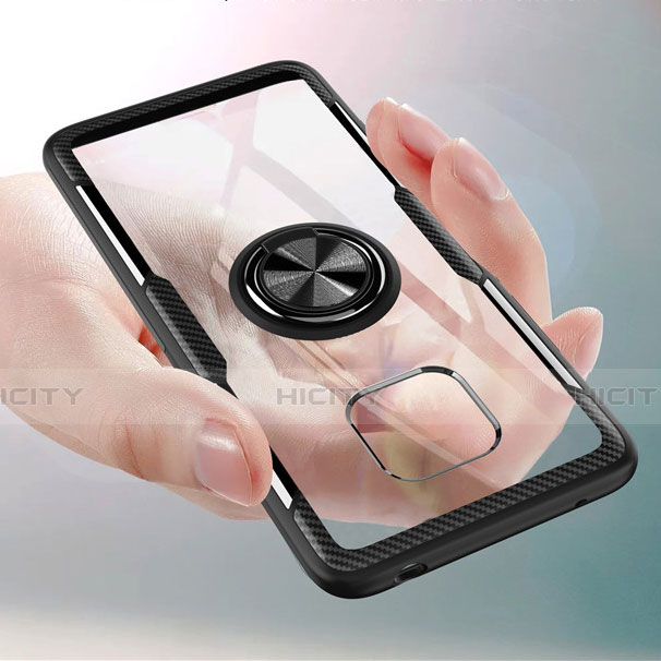 Funda Silicona Ultrafina Carcasa Transparente con Magnetico Anillo de dedo Soporte S02 para Huawei Mate 20 Pro