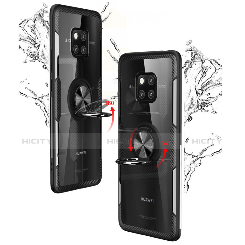 Funda Silicona Ultrafina Carcasa Transparente con Magnetico Anillo de dedo Soporte S02 para Huawei Mate 20 Pro