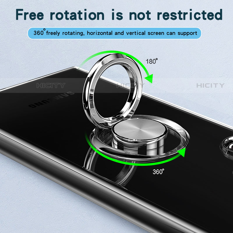 Funda Silicona Ultrafina Carcasa Transparente con Magnetico Anillo de dedo Soporte S04 para Samsung Galaxy S23 Ultra 5G