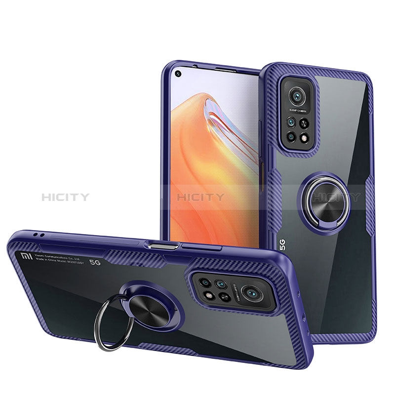 Funda Silicona Ultrafina Carcasa Transparente con Magnetico Anillo de dedo Soporte ZL1 para Xiaomi Mi 10T 5G