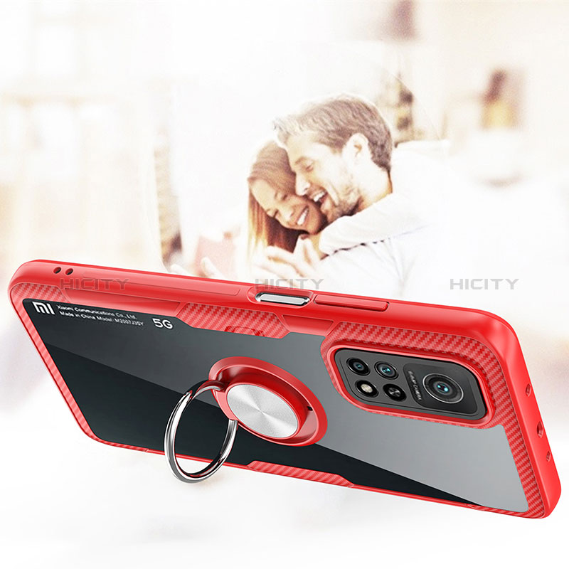 Funda Silicona Ultrafina Carcasa Transparente con Magnetico Anillo de dedo Soporte ZL1 para Xiaomi Mi 10T 5G