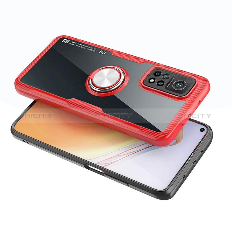 Funda Silicona Ultrafina Carcasa Transparente con Magnetico Anillo de dedo Soporte ZL1 para Xiaomi Mi 10T Pro 5G