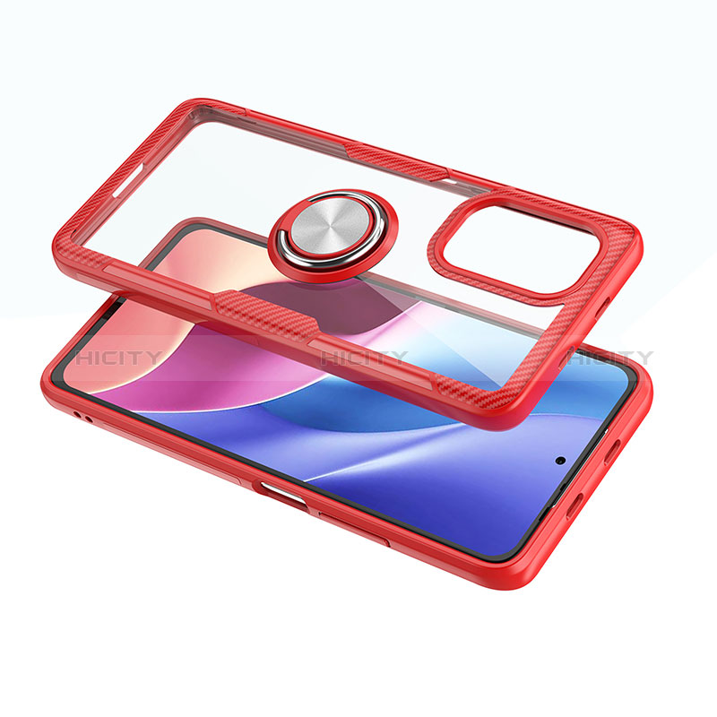 Funda Silicona Ultrafina Carcasa Transparente con Magnetico Anillo de dedo Soporte ZL1 para Xiaomi Poco F3 5G