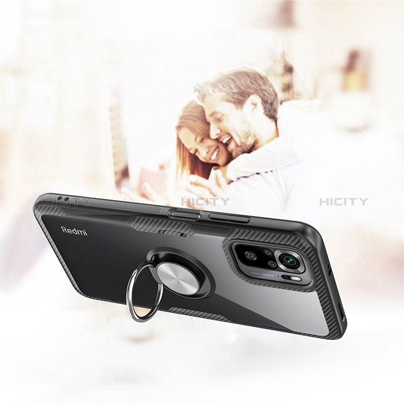 Funda Silicona Ultrafina Carcasa Transparente con Magnetico Anillo de dedo Soporte ZL1 para Xiaomi Poco M5S