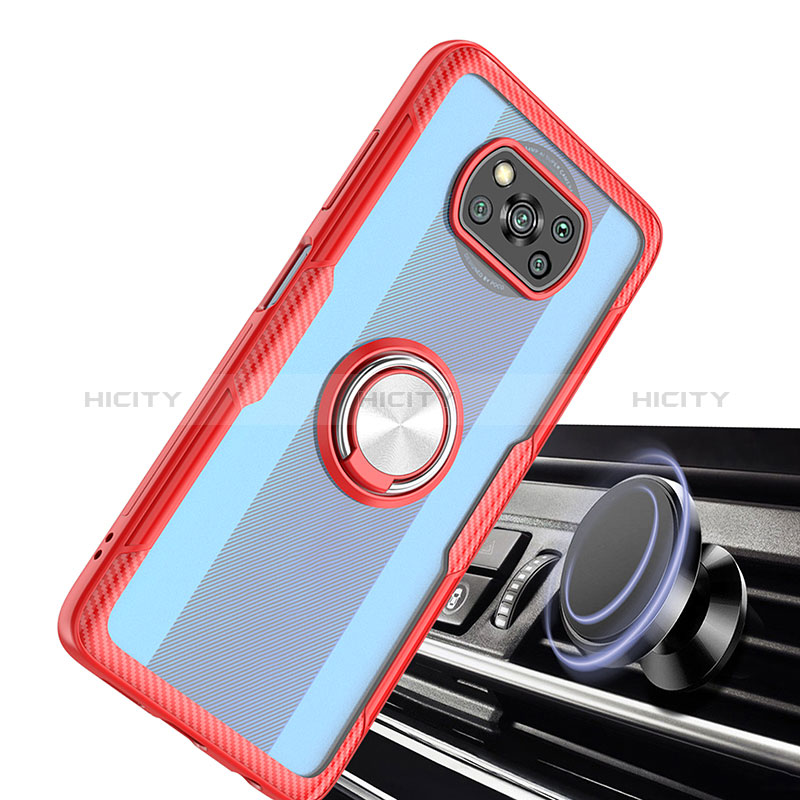 Funda Silicona Ultrafina Carcasa Transparente con Magnetico Anillo de dedo Soporte ZL1 para Xiaomi Poco X3 NFC