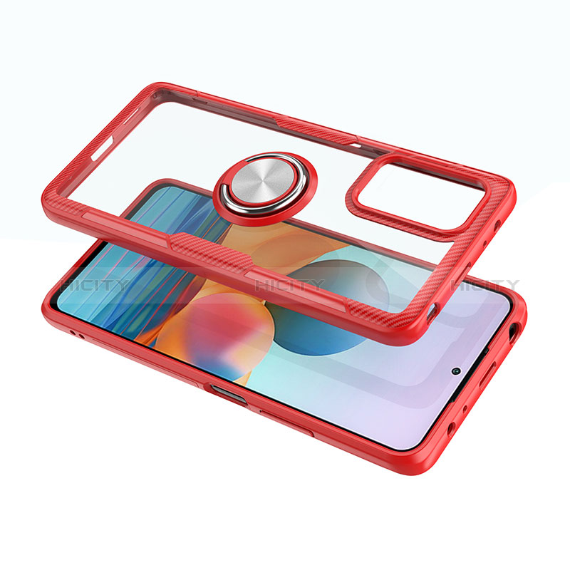 Funda Silicona Ultrafina Carcasa Transparente con Magnetico Anillo de dedo Soporte ZL1 para Xiaomi Redmi Note 10 Pro 4G