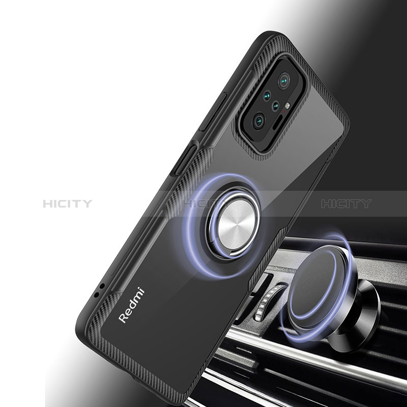 Funda Silicona Ultrafina Carcasa Transparente con Magnetico Anillo de dedo Soporte ZL1 para Xiaomi Redmi Note 10 Pro 4G