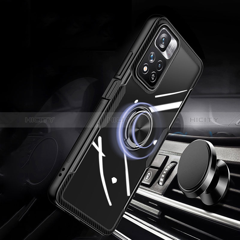 Funda Silicona Ultrafina Carcasa Transparente con Magnetico Anillo de dedo Soporte ZL1 para Xiaomi Redmi Note 11 Pro+ Plus 5G