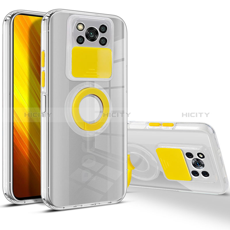 Funda Silicona Ultrafina Carcasa Transparente con Soporte para Xiaomi Poco X3 NFC Amarillo