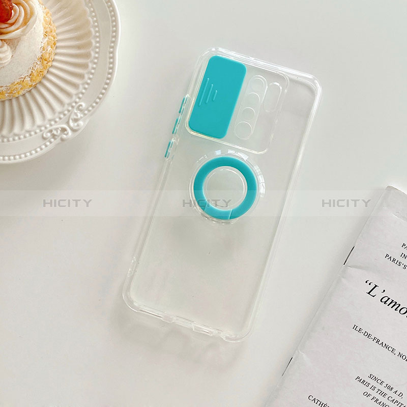 Funda Silicona Ultrafina Carcasa Transparente con Soporte para Xiaomi Redmi 9 Azul
