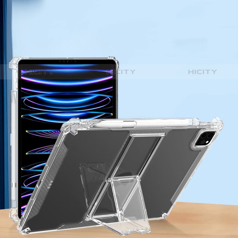 Funda Silicona Ultrafina Carcasa Transparente con Soporte S01 para Apple iPad Pro 11 (2020) Claro