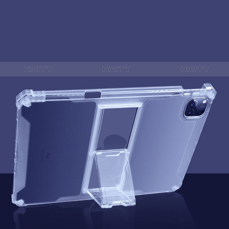 Funda Silicona Ultrafina Carcasa Transparente con Soporte S01 para Apple iPad Pro 12.9 (2020) Claro