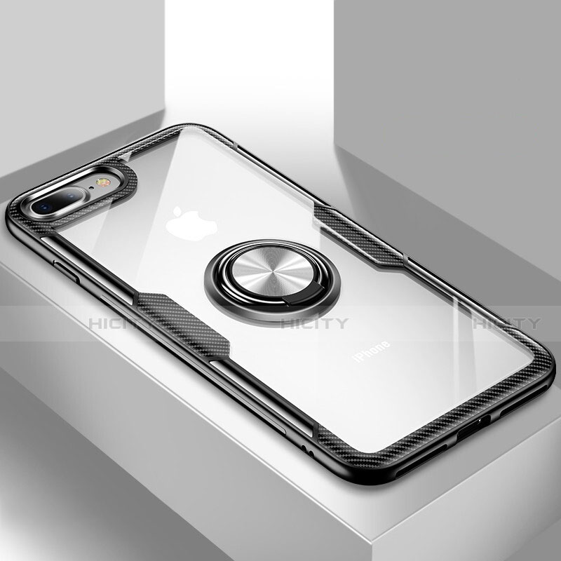 Funda Silicona Ultrafina Carcasa Transparente con Soporte S01 para Apple iPhone 8 Plus