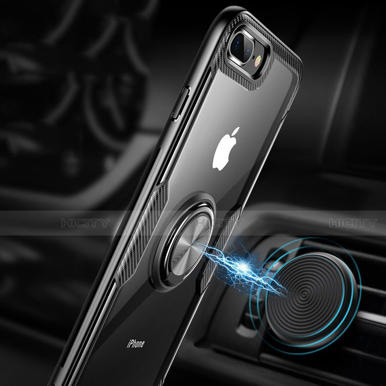 Funda Silicona Ultrafina Carcasa Transparente con Soporte S01 para Apple iPhone 8 Plus