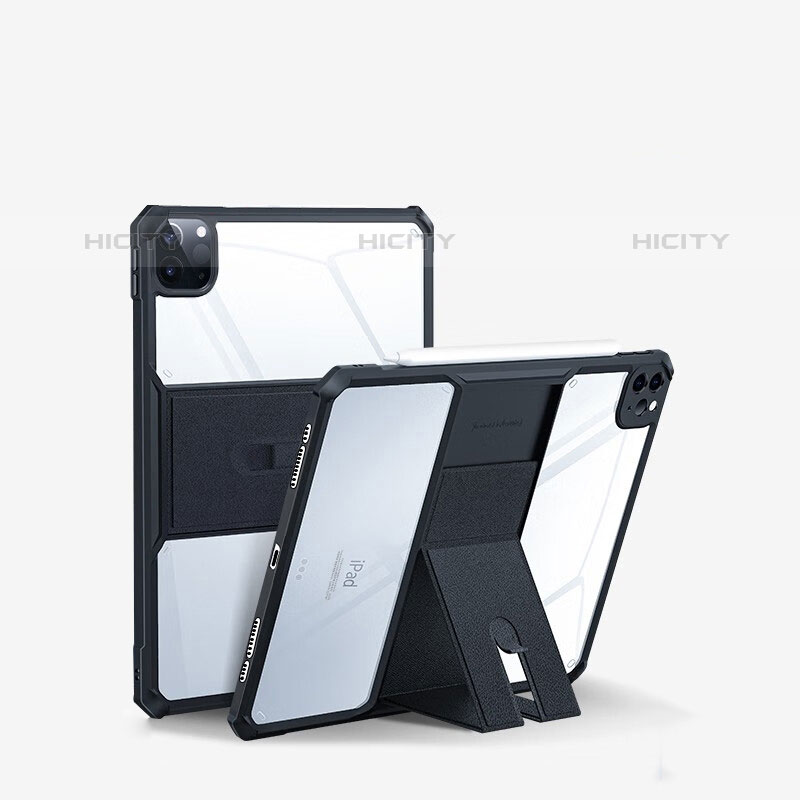 Funda Silicona Ultrafina Carcasa Transparente con Soporte S02 para Apple iPad Pro 11 (2020) Negro