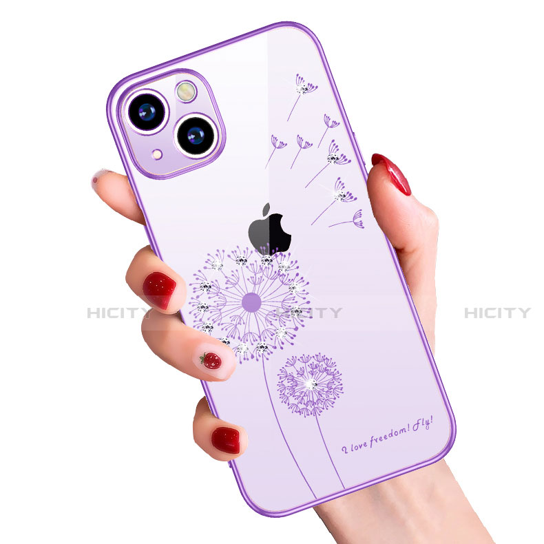 Funda Silicona Ultrafina Carcasa Transparente Flores para Apple iPhone 15 Plus