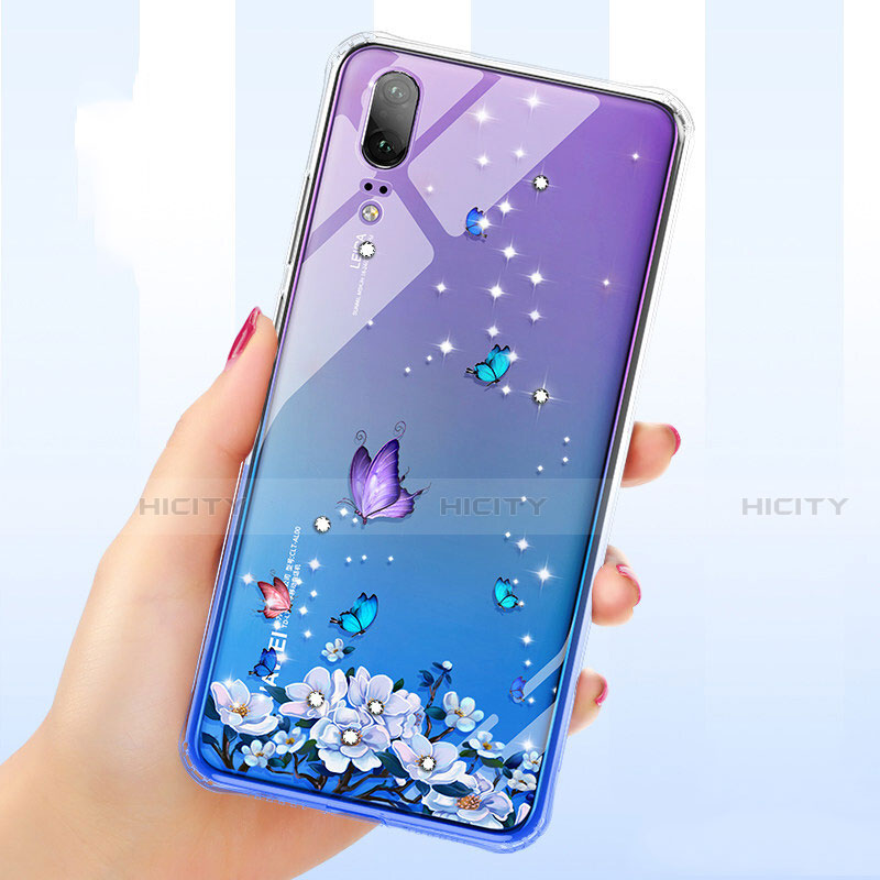 Funda Silicona Ultrafina Carcasa Transparente Flores para Huawei P20