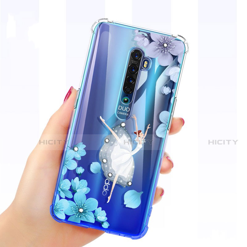 Funda Silicona Ultrafina Carcasa Transparente Flores para Oppo Reno2