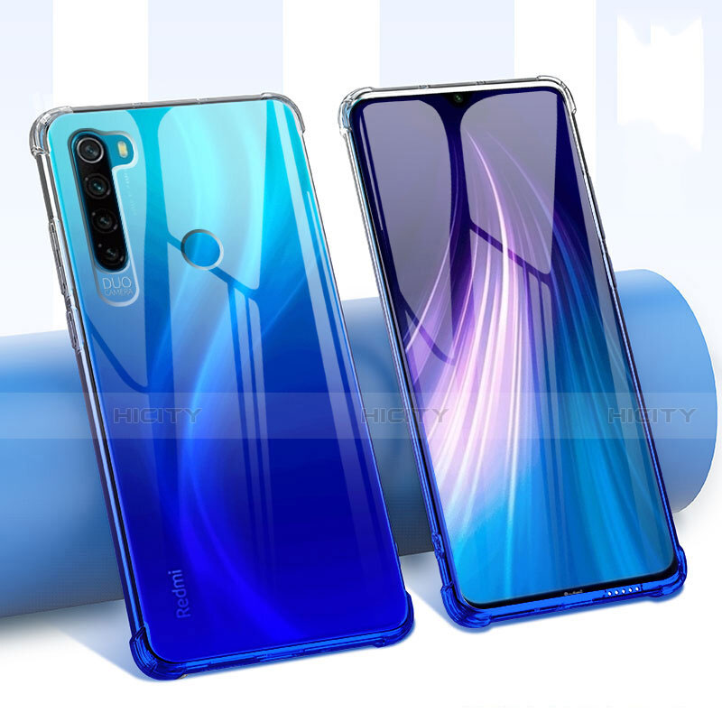 Funda Silicona Ultrafina Carcasa Transparente Flores para Xiaomi Redmi Note 8 (2021) Azul