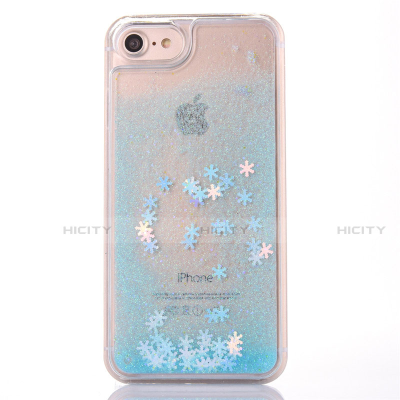 Funda Silicona Ultrafina Carcasa Transparente Flores T01 para Apple iPhone SE (2020) Azul Cielo