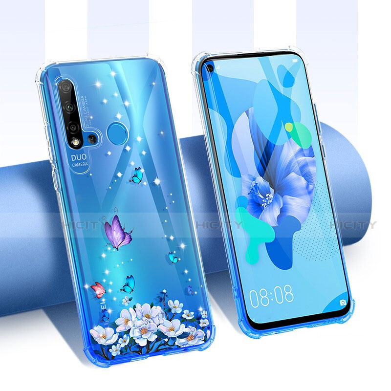 Funda Silicona Ultrafina Carcasa Transparente Flores T01 para Huawei P20 Lite (2019)