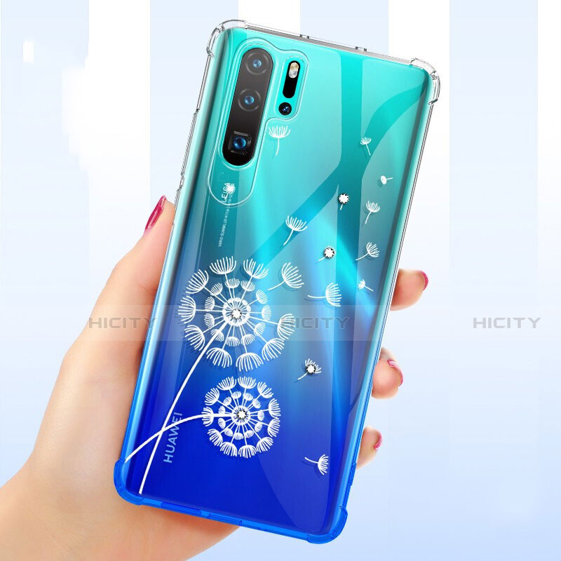 Funda Silicona Ultrafina Carcasa Transparente Flores T01 para Huawei P30 Pro