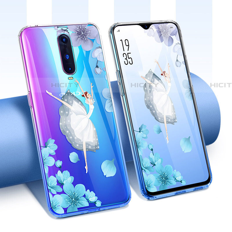 Funda Silicona Ultrafina Carcasa Transparente Flores T01 para Oppo RX17 Pro Blanco