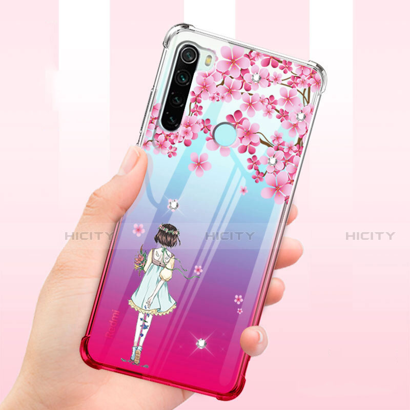 Funda Silicona Ultrafina Carcasa Transparente Flores T01 para Xiaomi Redmi Note 8