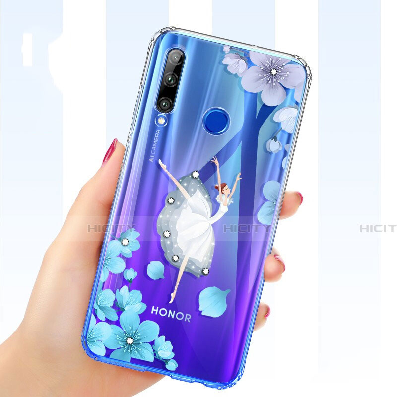 Funda Silicona Ultrafina Carcasa Transparente Flores T03 para Huawei Honor 20E Blanco