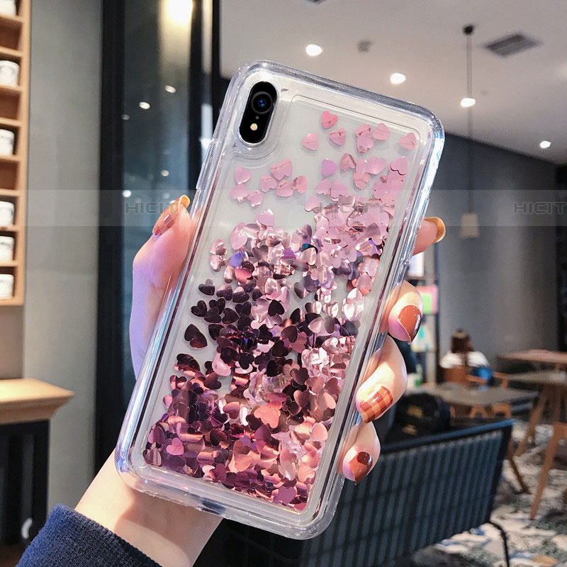 Funda Silicona Ultrafina Carcasa Transparente Flores T14 para Apple iPhone XR Oro Rosa
