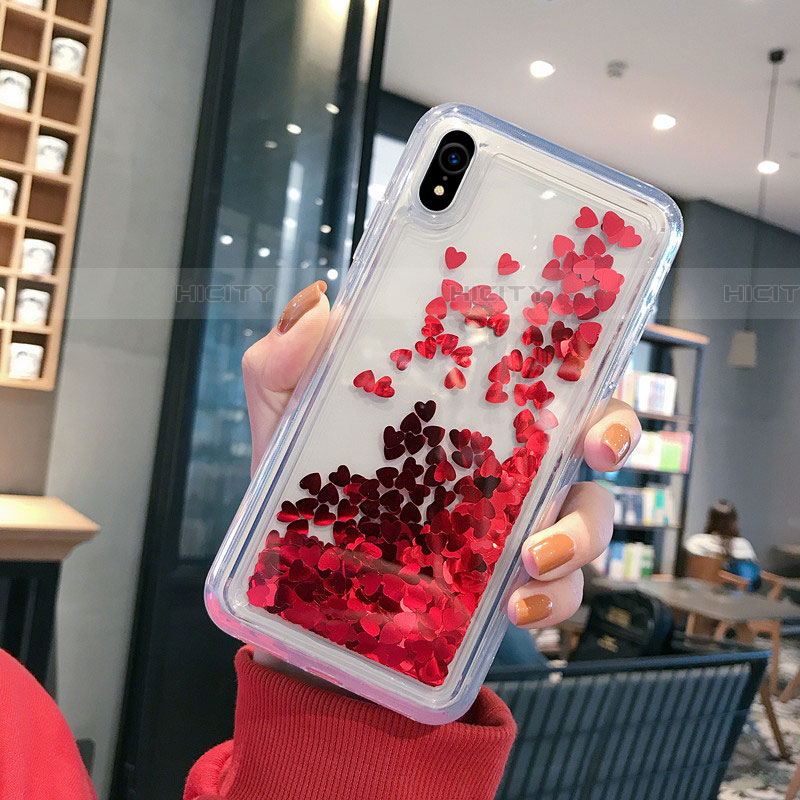 Funda Silicona Ultrafina Carcasa Transparente Flores T14 para Apple iPhone XR Rojo
