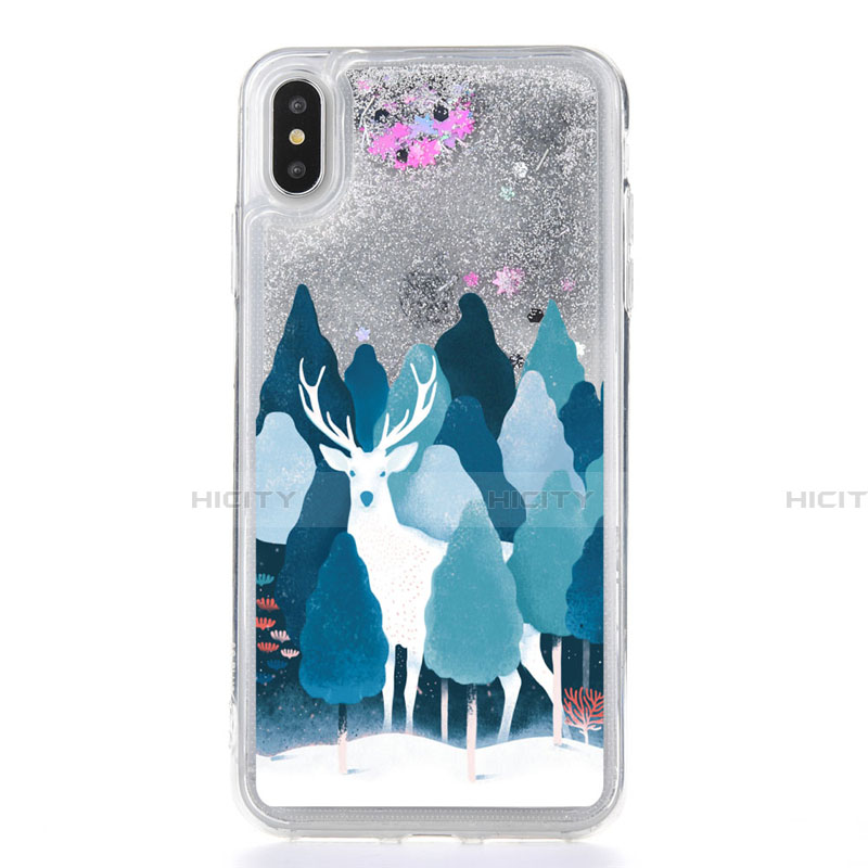 Funda Silicona Ultrafina Carcasa Transparente Flores T22 para Apple iPhone Xs Max Rosa