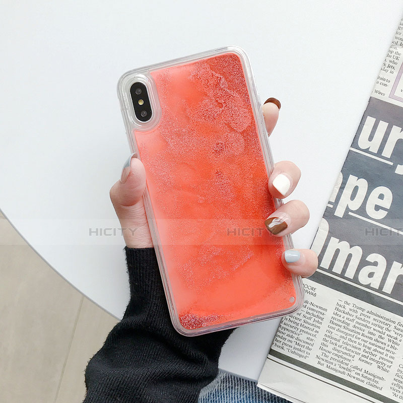 Funda Silicona Ultrafina Carcasa Transparente Flores Z03 para Apple iPhone Xs Max Naranja
