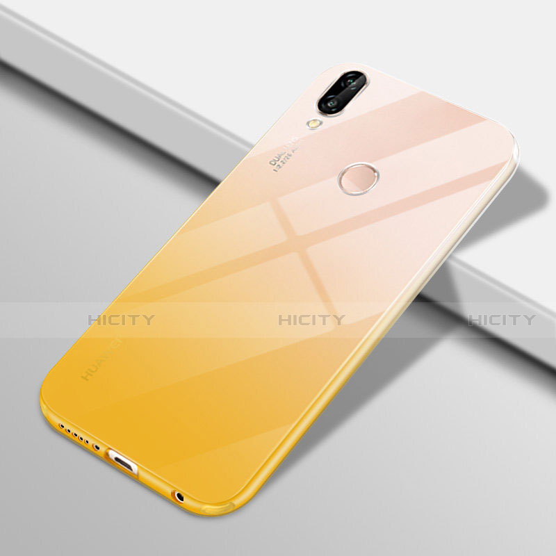 Funda Silicona Ultrafina Carcasa Transparente Gradiente G01 para Huawei P20 Lite Amarillo