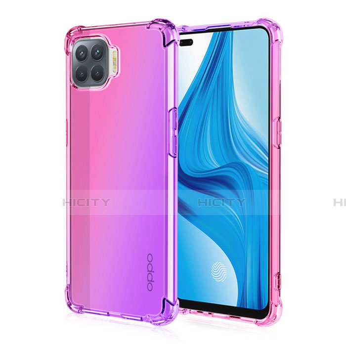 Funda Silicona Ultrafina Carcasa Transparente Gradiente G01 para Oppo A93 Rosa