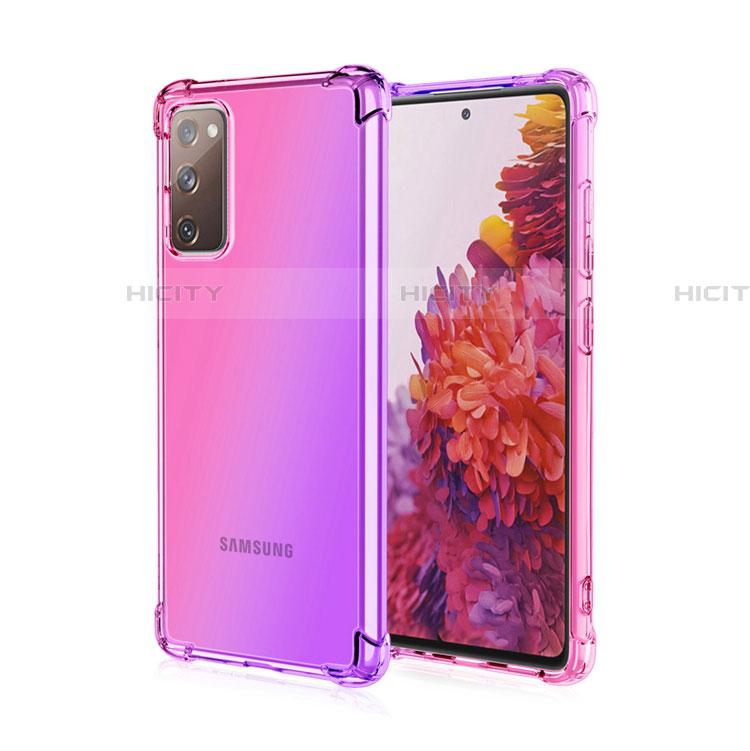 Funda Silicona Ultrafina Carcasa Transparente Gradiente G01 para Samsung Galaxy S20 FE 5G Purpura Claro